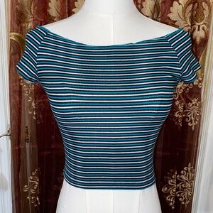 Striped Off-Shoulder Crop Top